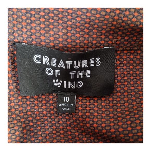 Creatures of the Wind Blouse Button Front Shirt Top Twist Knot Brown Women's 10 - Picture 3 of 4